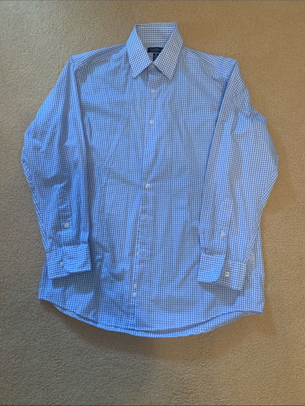 Club Room Blue and White Micro-Check Dress Shirt